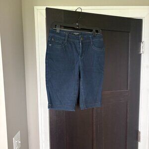 nine west womens dark wash bermuda shorts